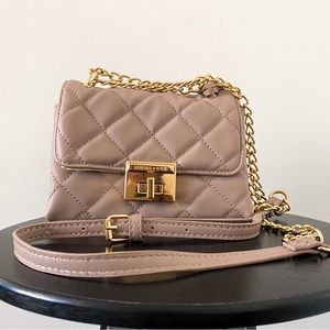 NWOT Kendall + Kylie Quilted Dusty Rose Mini Crossbody Purse with Chain Strap